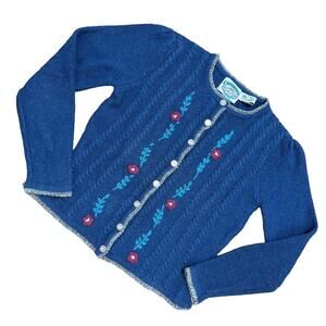 Vintage Cambridge Spirit 3D Knit Wool Grannycore Grandmacore Button Cardigan